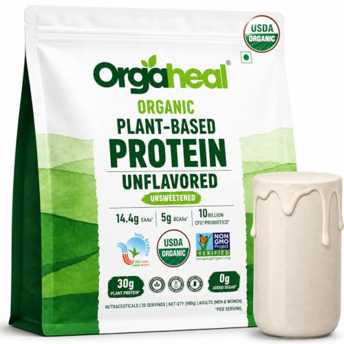 Image of Organic Plant Protein Powder | 980g - Unflavoured | 30g Protein | Vegan | Pea, Mung Bean & Lentil Protein Blend | Clean, Easy to Digest | No Added Sugar, Gluten Free