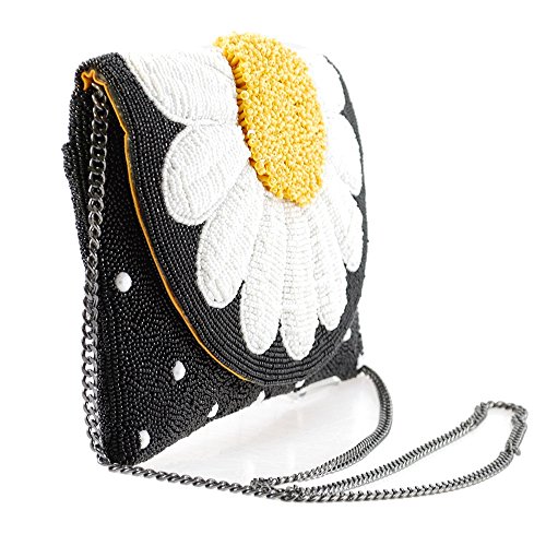 Mary Frances Oopsy Daisy Beaded Flower Crossbody Clutch Purse, Black3