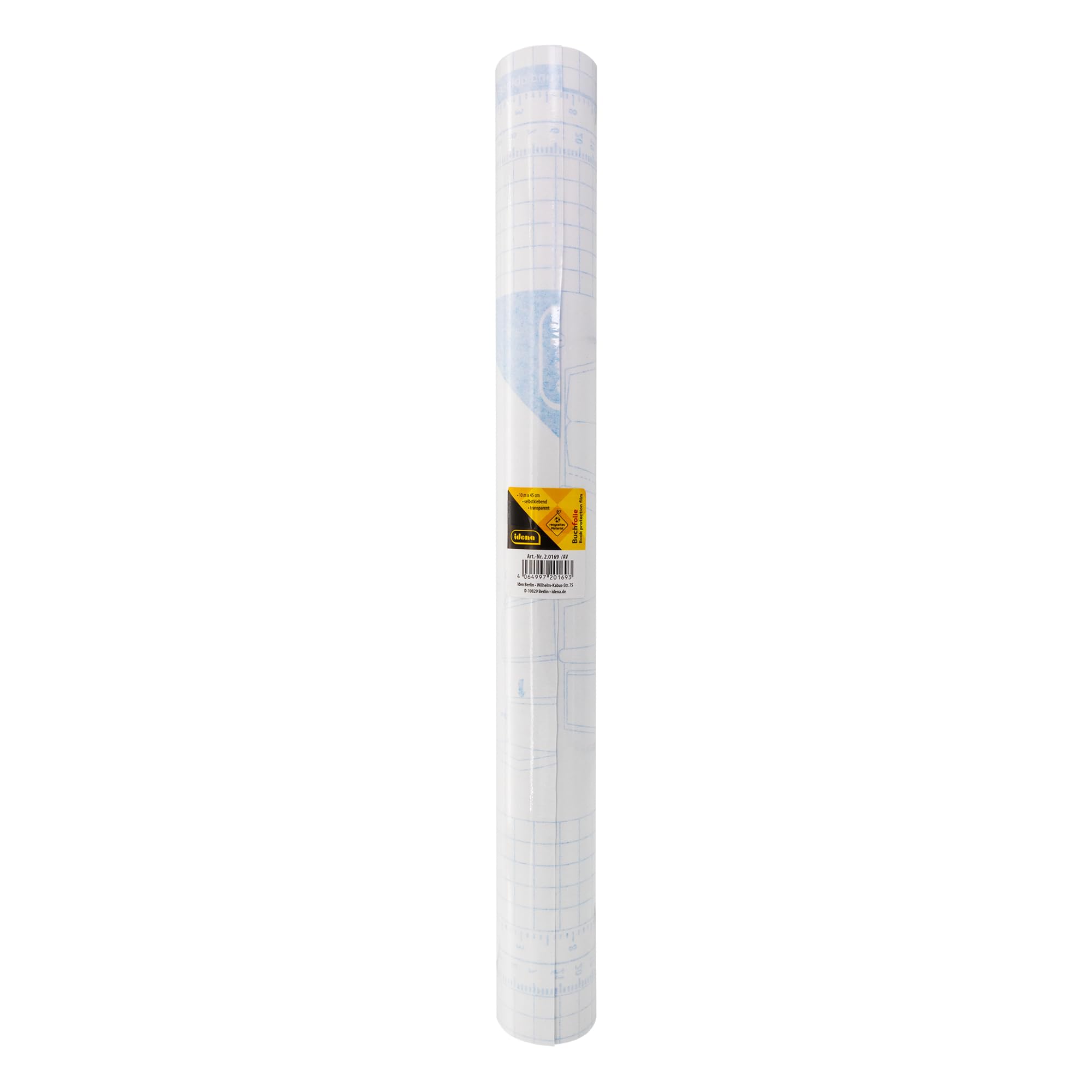 Idena 20169 - Funda de libro autoadhesiva transparente, 1 rollo 10 m x 45 cm, cubierta de libro de plástico