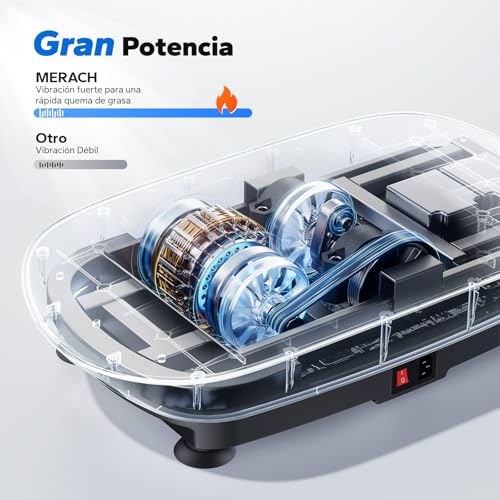 Miniatura 5 de Merach Plataforma Vibratoria, Plataforma Vibración Muscular Silenciosa Y Compacta Para Moldear El Cuerpo Y Relajarse, Con Cómoda Almohadilla De Silicona, Pantalla Led Y Mando A Distancia Negro