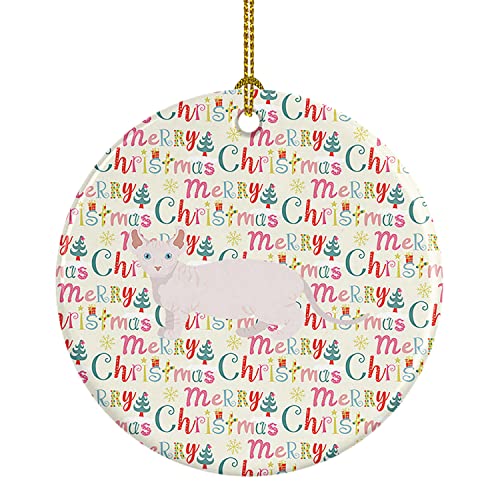 Caroline's Treasures Dwelf #3 Cat Christmas Ceramic Ornament Christmas Tree Hanging Decorations for Home Christmas Holiday, Party, Gift, 3 in, Multicolor