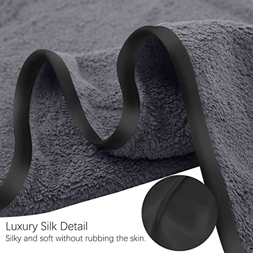 Tenstars TEN-SET-DARKGREY Luxury Silk Hemming Towel Set - Light Thin Quick Drying - 2 Bath Towels 2 Hand Towels 2 Washcloths thumb #5