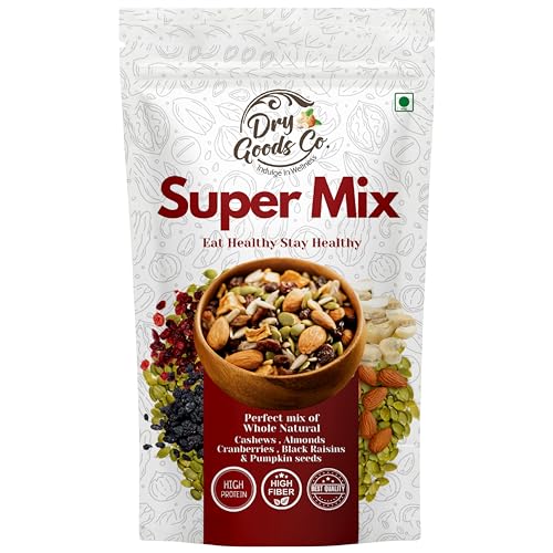 Image of Dry Goods Co. Premium Trail Mix 200g - Almonds (Badam), Cashews (Kaju), Black Raisins, Pumpkin Seeds & Cranberries | Healthy Snack | Rich in Protein & Fiber | No Added Preservatives | Ready to Eat Trail Mix
