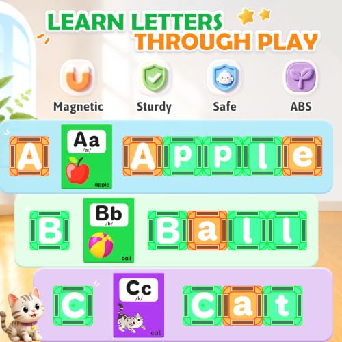 Image of Magnetic Tiles Learn Letters Magnetic Building Blocks for Kids Ages 3-12