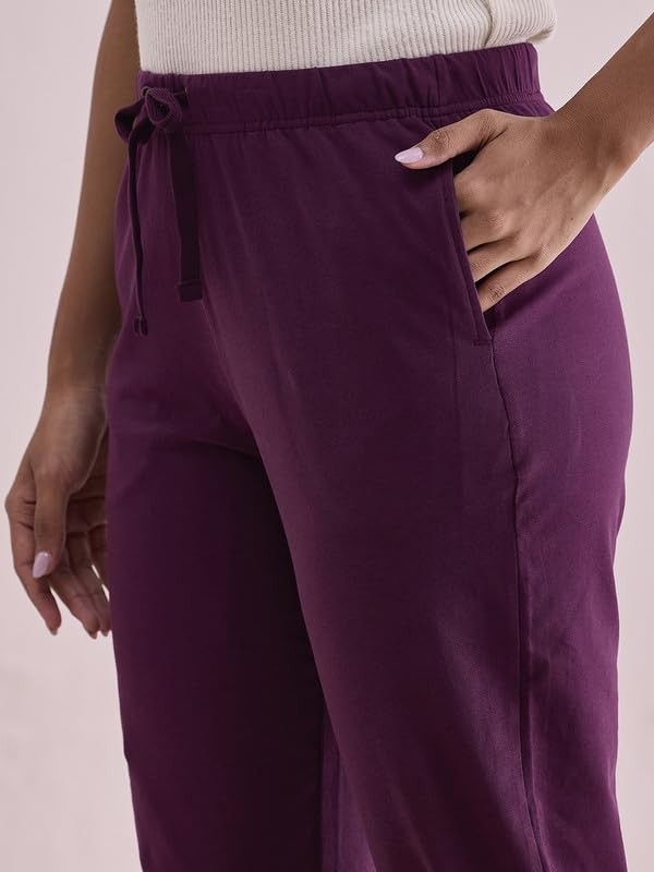 Image of GO COLORS Cotton Stretch Casual Joggers Full Length for Women| Mid Rise
