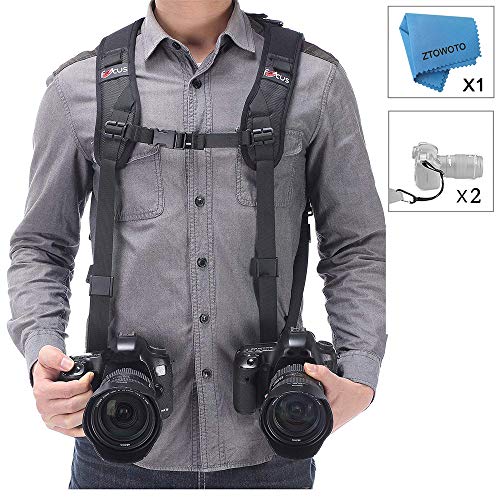Camera Shoulder Double Strap Harness Quick Release Adjustable Dual Camera Tether Strap