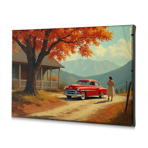 Toile décorative vintage 40x60 tableau automne maison