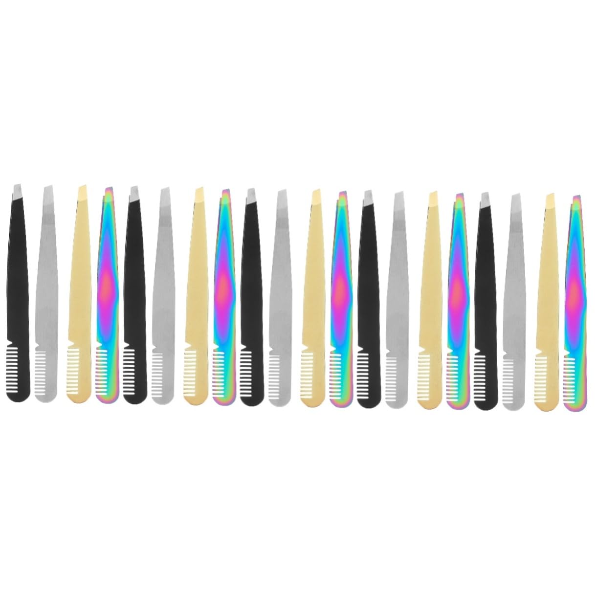 FRCOLOR 20pezzi Pinzette Per Sopracciglia Inossidabile Pinzette Professionali Per Donne Per Rimuovere Sottopelle e Schegge Kit Compatto e Leggero Per Viaggi e Regali