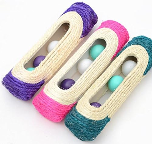 DaHanBL Three Roller Ball Cat Scratch Toy Resistant Sisal Weaving Drum Type Chew Play Toy (Random Color)