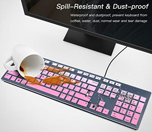 Casebuy ESPL247-TR-BZ-GRADUAL-PINK Keyboard Cover For Dell Wired Keyboard Kb216 & Dell Km636 Km636(V2) Wireless Keyboard, Dell Inspiron Aio 3475/3670/3477 All-In One Desktop Keyboard Protective Skin thumb #5