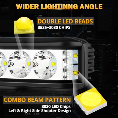 Image of Auxbeam 5in 68W Offroad Driving Lights, 6800LM Side Shooter LED Light Bar with White Spot Flood Combo Beam, Waterproof Offroad Fog Light for UTV ATV Jeep Wrangler Motor Truck Boat