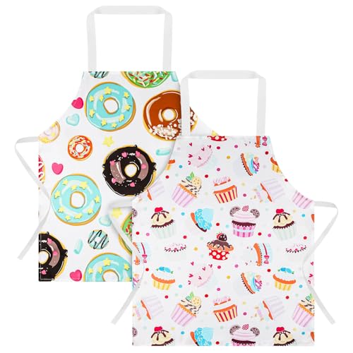 ABOHU kinder kochschürze abwaschbar, Kinderschürze mit Cartoon Muster, Backschürze Kinder für Jungen Mädchen, Küchenschürze für Kleinkind Kochen Backen Malerei Party