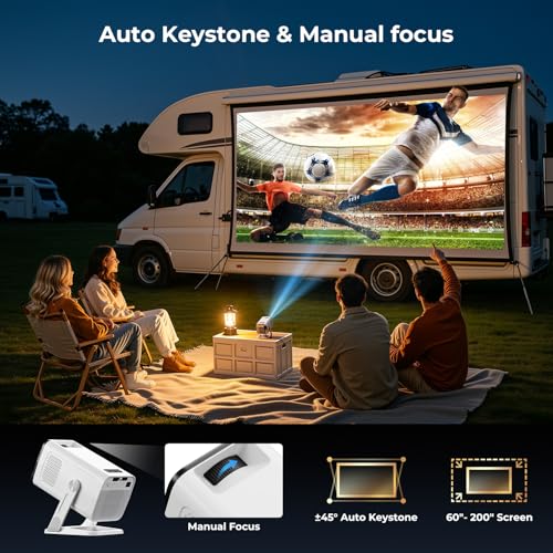 Image of [Built-in Apps] Mini Projector with WiFi and Bluetooth, 4K 1080P Support | Android 14 Smart Portable Projector, Auto Keystone, Compatibile with Smartphone /Laptop /HDMI /USB, Movie Projector for Bedroom