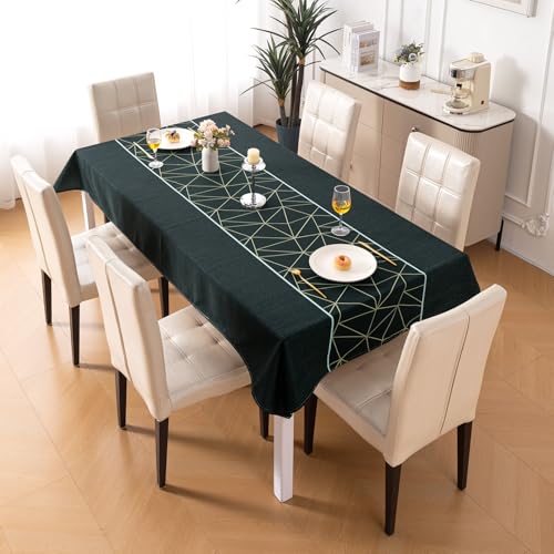 Image of HOKIPO Modern Grace Table Cloth for 6 Seater, 55x86 in, Midnight Lines