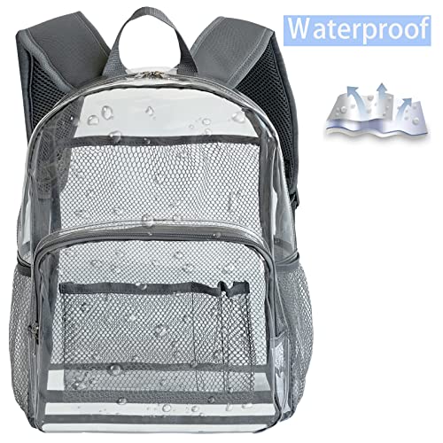 Bajnokou Clear Backpack Transparent Heavy Duty Backpacks See Through Pvc Plastic Large Bookbag For School Work Stadium Security Sporting Events (Grey) #TOP4
