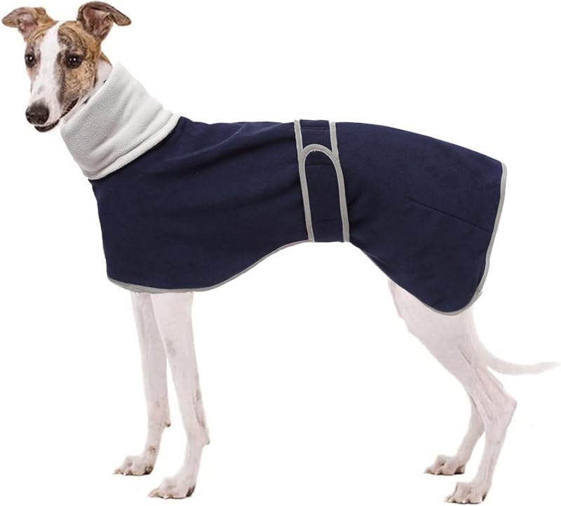 Casaco de Inverno para Cães Galgos em Fleece com Faixas Ajustáveis Geyecete Azul (Blue-L)