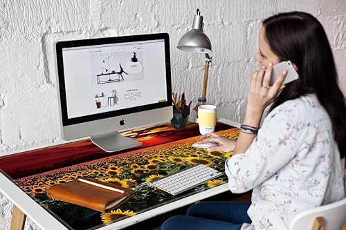 Image of XXXL Mouse Pad Gaming 48x24 Extra Large Mousepad Huge Full Desk Mat Oversized Desk Pad Sunflower Sunset Marble Mouse Mat Giant Computer Mat for Protector Desktop