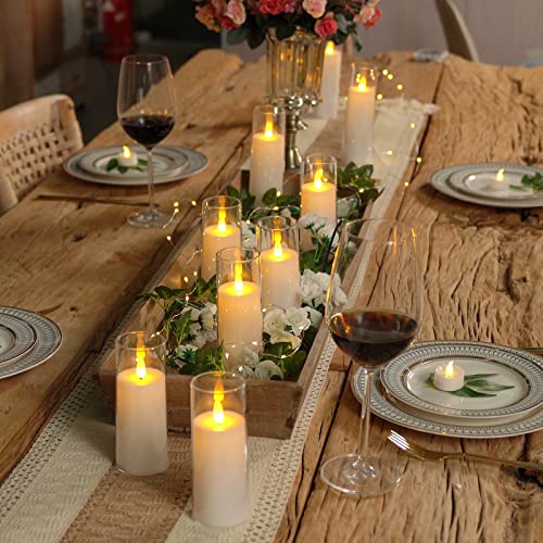 Image of Homemory Pure White Acrylic Flameless Candles, LED Candles, Battery Operated Candles with Remote Control and Timer, Fake Electric Candle, Wedding, Home Decor, Set of 9