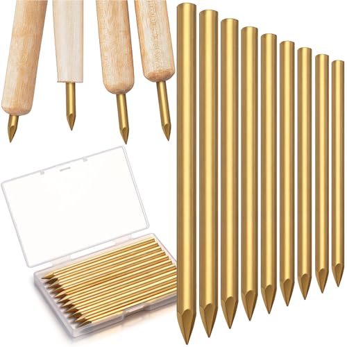 Therwen 12 Pack Flint Knapping Tool 3.5 Inch Pure Copper, Nails Flint Knapping Tools, 3.5 Inch 20d Copper Nails for Pressure Flaking Stone Tool Making Gardening Landscaping