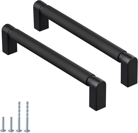 CILEYTION 10 Pack Black Cupboard Handles, 96mm Hole Spacing Kitchen