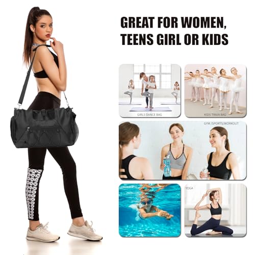 Gym Bag for Womens, Small Gym Duffle Bag with Shoes Compartment Water Bottle Carrier Bag Ideal for Travel, Gym, Sports, Weekender4