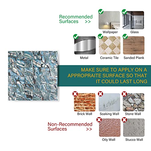 Peel And Stick Backsplash Aluminum Marble Metal Tiles For Kitchen Bathroom Cabinets Fireplace 3D Wall Panels Green Blue Multi 5 Sheets 11.9"X11.9"X0.16" #TOP6