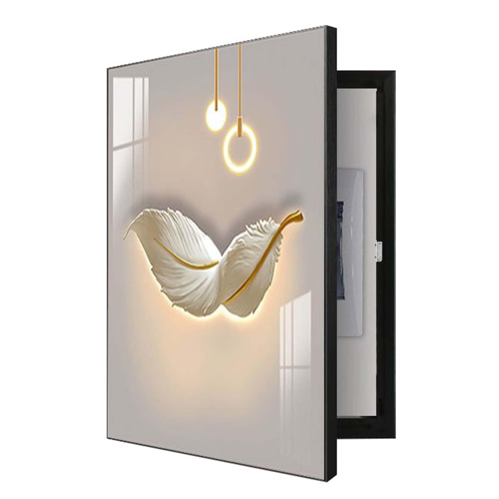Deslizamiento a la Izquierda Tapa Contador Luz Decorativa | Superficie Cristalina, Marco de PS, Tapa Cuadro de Luces, Cubrecontador para el Hogar y la Oficina(60x80cm/24x31in)