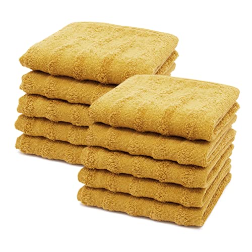 ZOLLNER 10 Toallas de tocador, 30x50 cm, Amarillo Mostaza, 100% algodón