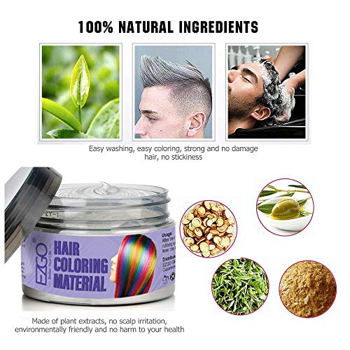 Mofajang Hair Wax Dye Styling Cream Mu   d, Natural Hairstyle Color Pomade, Washable Temporary (White)
