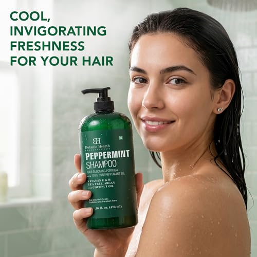 Image of Botanic Hearth Peppermint Oil Shampoo | Hair Blooming Formula With Keratin For Thinning Hair | Fights Hair Loss, | Sulfate Free For Men And Women | 16 Fl Oz