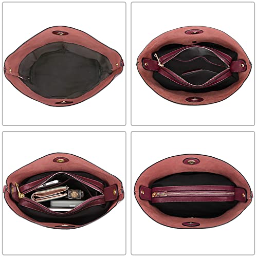 S-ZONE Women Small Cow Split Genuine Leather Crossbody Bucket Bag Shoulder Purse Handbag3