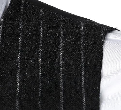 Mens Pinstripe Business Suit Vest Slim Fit Formal Dress Tuxedo Waistcoat Double-Breasted Stripes Wedding Dress Vest3