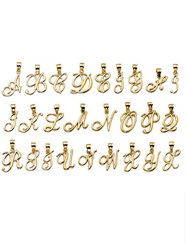 10k Small Script Initial Charm Pendant (Available from A- Z)2