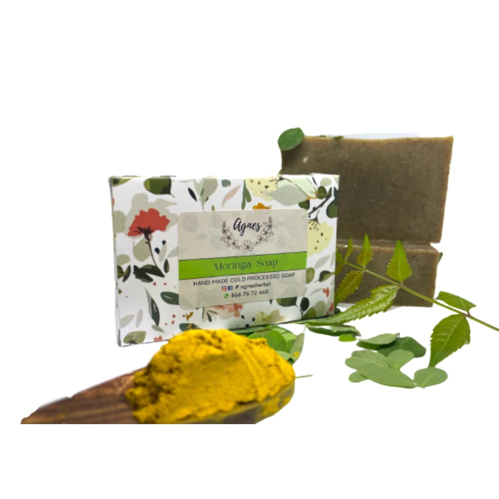 Moringa Soap | Cold Processed Hand Made Soap| Eczema, Anti Aging, Pimple|100% Natural & Herbal - 100 Gram