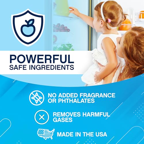 NonScents Refrigerator Deodorizer – Odor Eliminator for Fridge & Freezer – Outshines Baking Soda & Deodorizer with Activated Charcoal – Unscented & Long-Lasting, Freshen Refrigerator (4-Count)