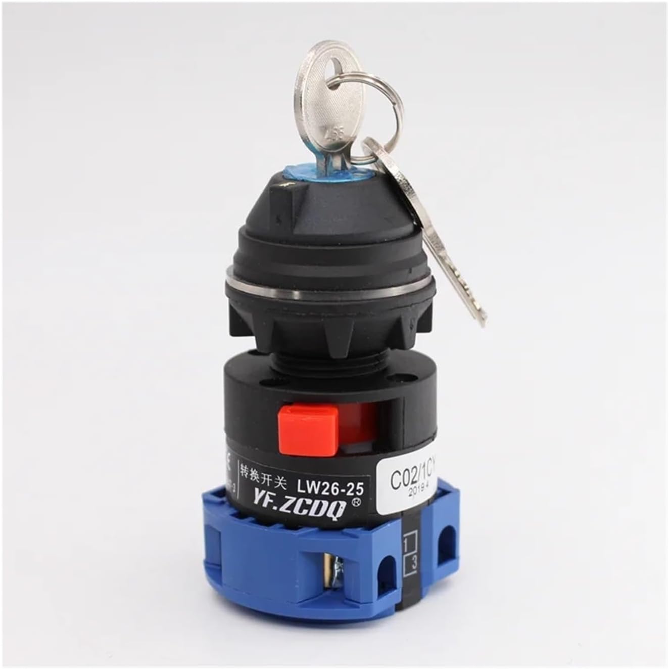 LW26-25YS1/1S Universal Change-Over Rotart Cam Switch 22mm Mounting 0-1 Off-ON Lock Key Motor Equipment Power Cut-Off 25A