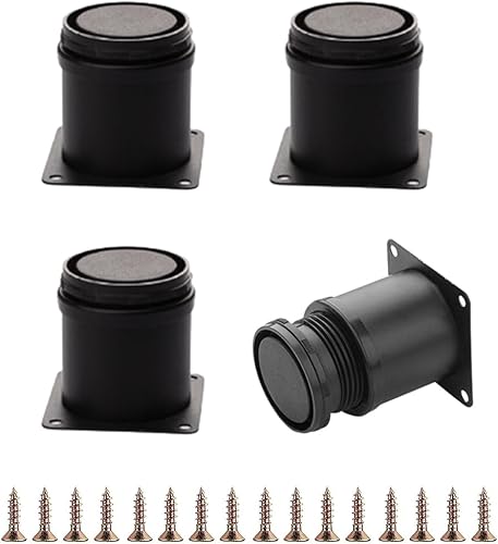 Patas redondas de acero inoxidable de 2 pulgadas para gabinete, paquete de 4 patas de muebles para cocina, mesa, escritorio, sofá, color negro,