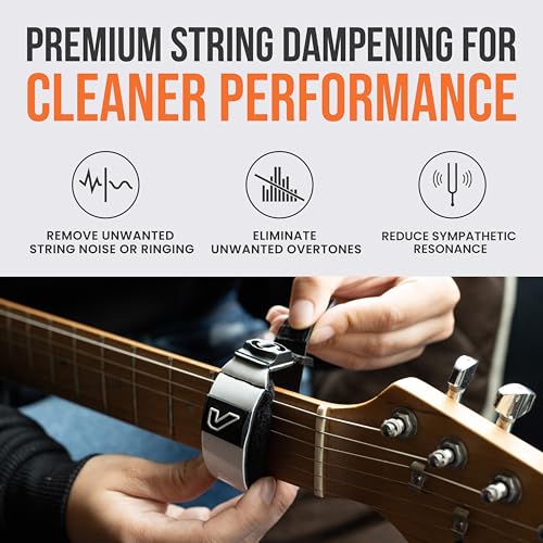 Image of Gruv Gear Fret Wrap & Guitar Mute Pro, Fretwrap for Acoustic, Electric & Bass | String Dampener Recording, Tapping & Practice Accessory (1 Pack, Large White, Fits 6 String Bass, 8 String Guitar)