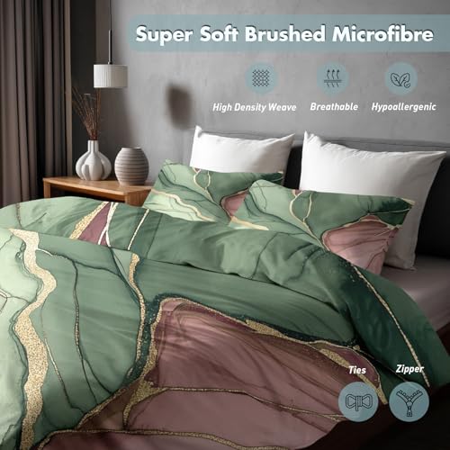 Housse de couette 240x260 en microfibre avec motif marbre chic
