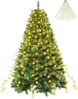 Christmas Tree Lights 2m * 10 Lines Mains Powered, 200 LEDs Fairy Lights for 1.8-2.5M(6-8ft) Christmas Tree, Easy to Install Tree Decoration String Lights for Indoor and Outdoor, 8 Modes - Warm White