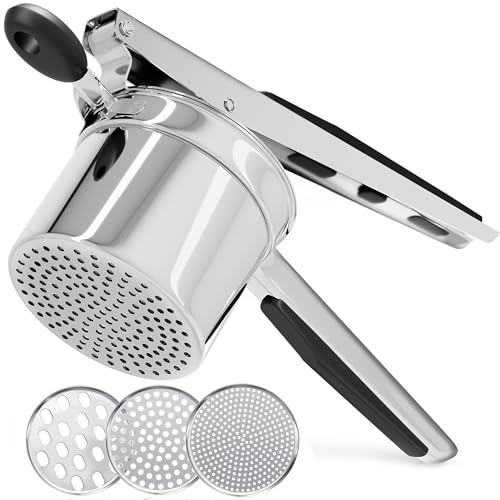 15oz Potato Ricer with 3 Discs Heavy Duty Stainless Steel for Mashed Potatoes Sweet Potatoes Carrots Cheese and More Potato Masher & Press Kitchen Tool