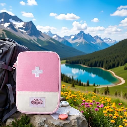 Image of 1 Pack First Aid Bag Empty, Empty First Aid Pouch, Mini Portable Medical Bag for Outdoor Camping Hiking Traveling Emergency Bag (Pink - Small) Sports and Outdoors