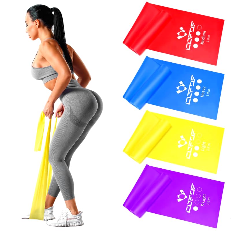 Bandes De Résistance élastiques Avec Poignées - 2 Pièces, Bleu Et Rouge, Pour Yoga, Fitness Et Musculation - 2