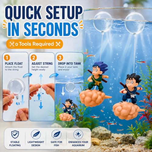 Image of VAYINATO 2 Pcs Floating Gugu (Random Color) Standing On The Cloud Action Figure Float Figurines Landscaping Ornaments for Fish Tank Decoration By Petzlifeworld