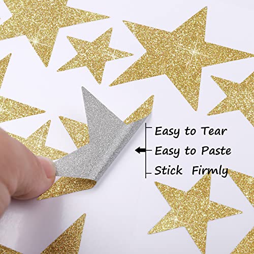 Buiory 63 Pcs Removable Diy Gold Glitter Stars Wall Decals Vinyl Sparkle Star Wall Sticker Peel And Stick Art Decor Murals For Children Baby Room Girls Bedroom Nursery Weeding Teens Playroom Classroom Door (Star) #TOP2