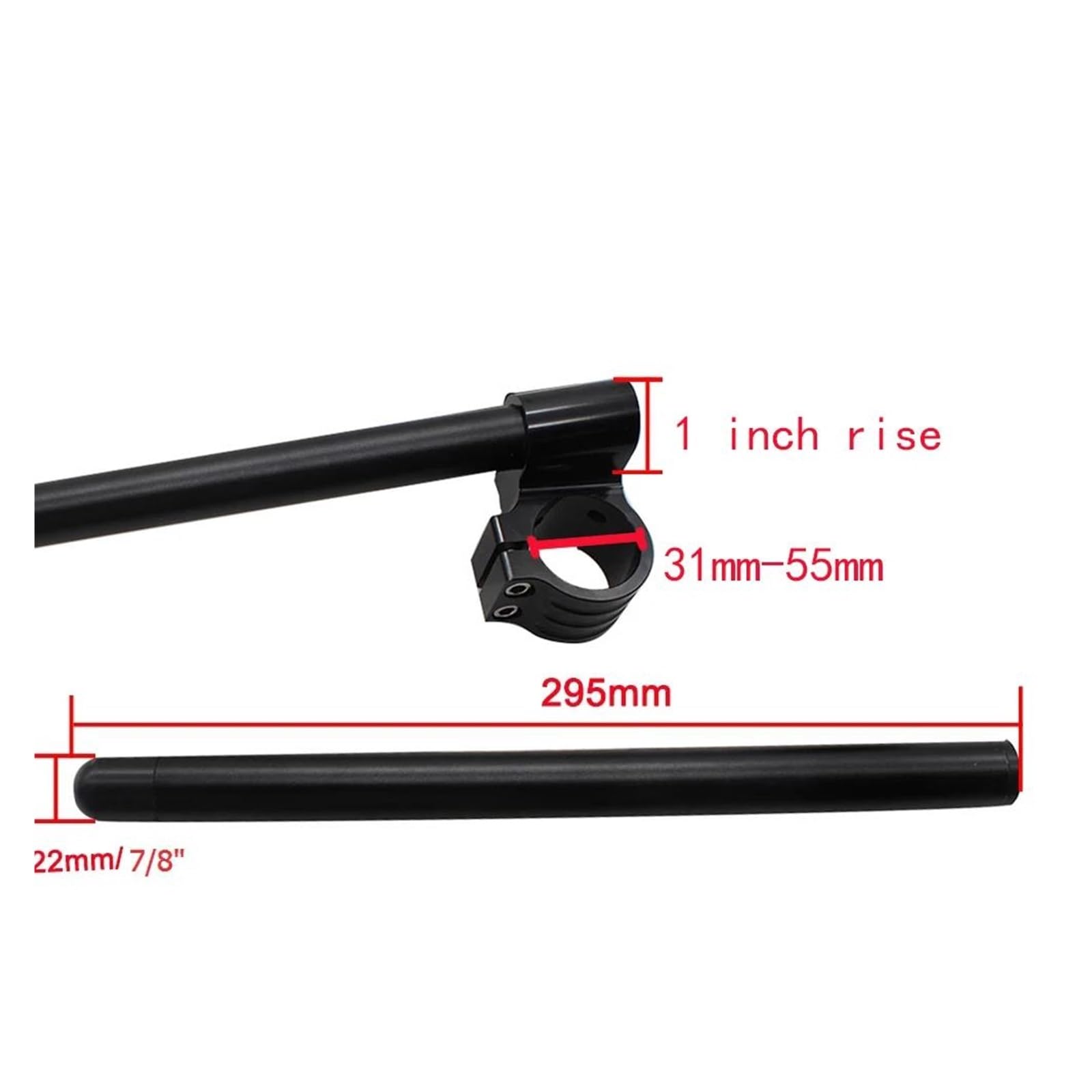 Abrazadera Manillar Elevador Horquilla Universal Para Motocicleta Con Clip 7/8" Y 22 Mm Para Manillar CNC 31 Mm 33 Mm 35 Mm 36 Mm 37 Mm 41 Mm 43 Mm 45 Mm 47 Mm 50 Mm 51 Mm Elevador(Riser Black 37mm)
