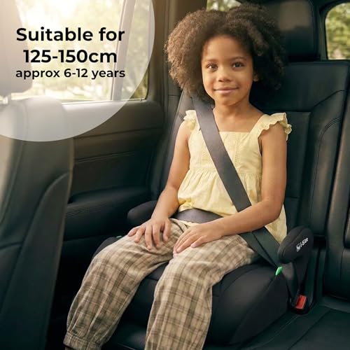 My Babiie MBCSB10 Booster Car Seat - Lightweight at 1kg, Approx. 6-12 Years (125-150cm, 22-36kg), R129, i-Size Backless Child Car Seat, Group 3, Compact, Portable, Ideal for Travel - Black - Image 3