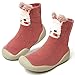 Baby Toddler Sock Shoes TPE Sole Non-Skid Floor Slipper Baby Boy Girls Breathable Thick Indoor Outdoor Winter Warm Shoes Socks -Pink