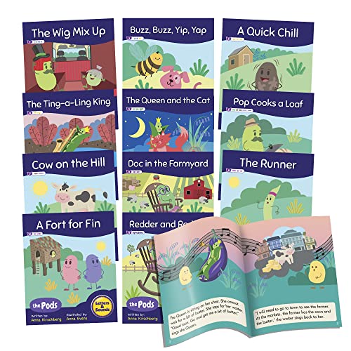 Junior Learning Decodable Readers The Pods – Phase 3 Phonics: The Science of Reading, Easy decodable Texts, Beginning Readers, with 12 Books, for Ages 5+, Grade K by Junior Learning - Used condition - US$24.40