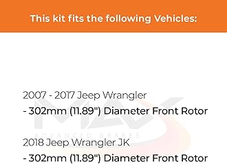 MAX Advanced Brakes - Front Brake Kit For 2007-2018 Jeep Wrangler, Wrangler JK (11.89" Dia Front Rotors)| Carbon Ceramic Brake and Rotor Kit| OE Replacement Brake Rotors
